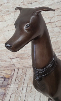 Art Deco Life Size Sitting Greyhound Dog Bronze Sculpture