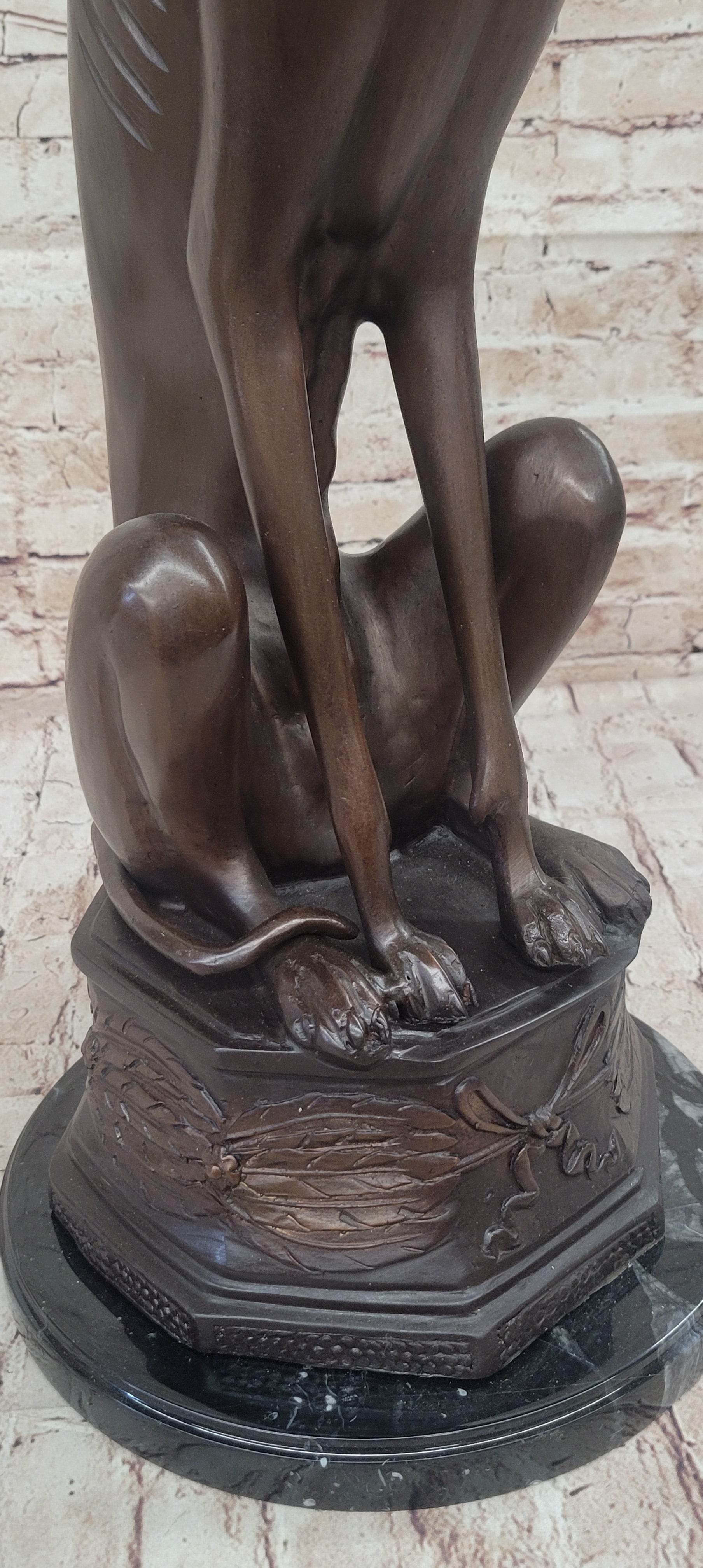 Art Deco Life Size Sitting Greyhound Dog Bronze Sculpture