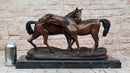 Bronze Horses Sculpture – Pair of Grazing Stallions