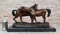 Bronze Horses Sculpture – Pair of Grazing Stallions