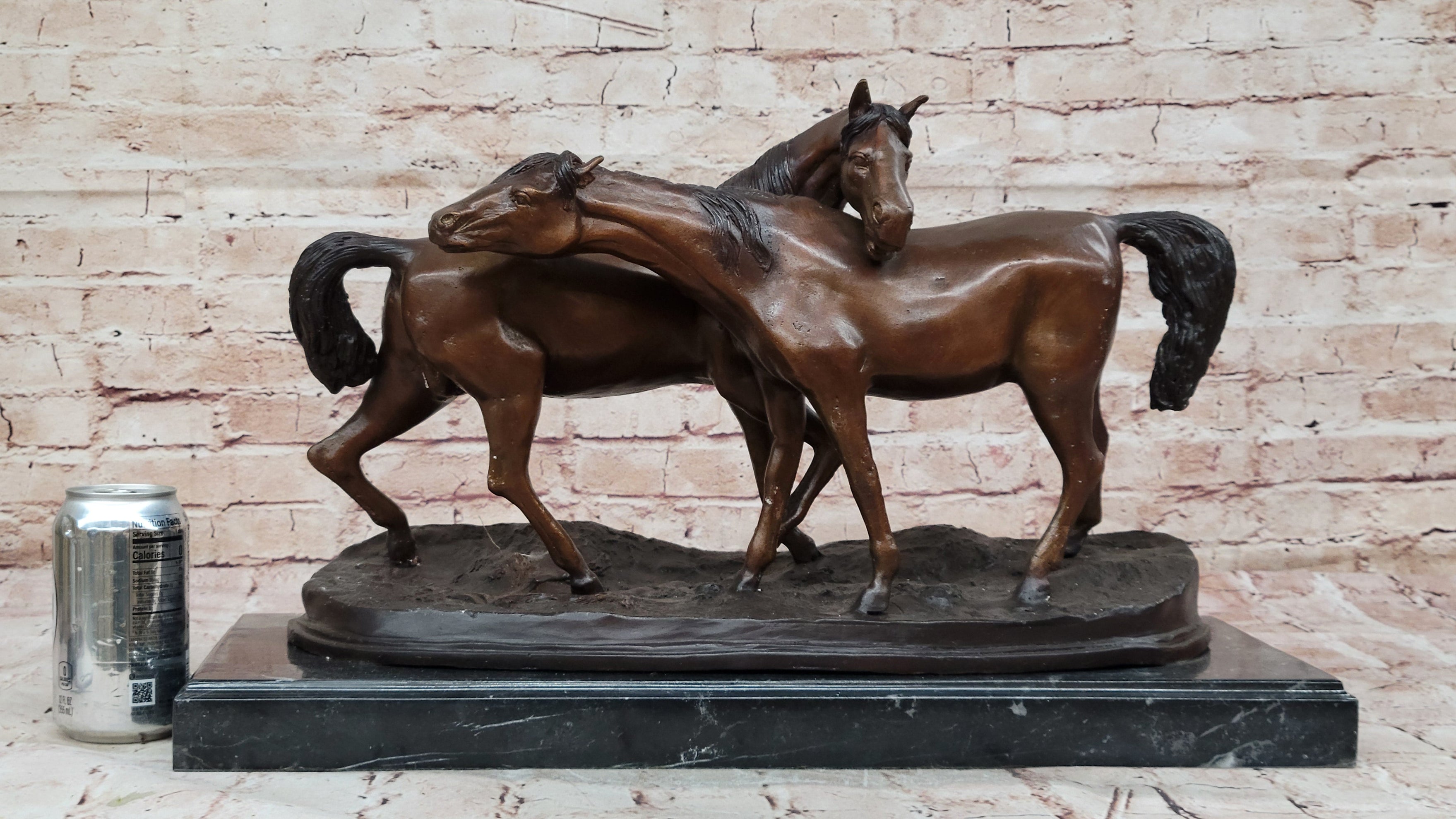 Bronze Horses Sculpture – Pair of Grazing Stallions