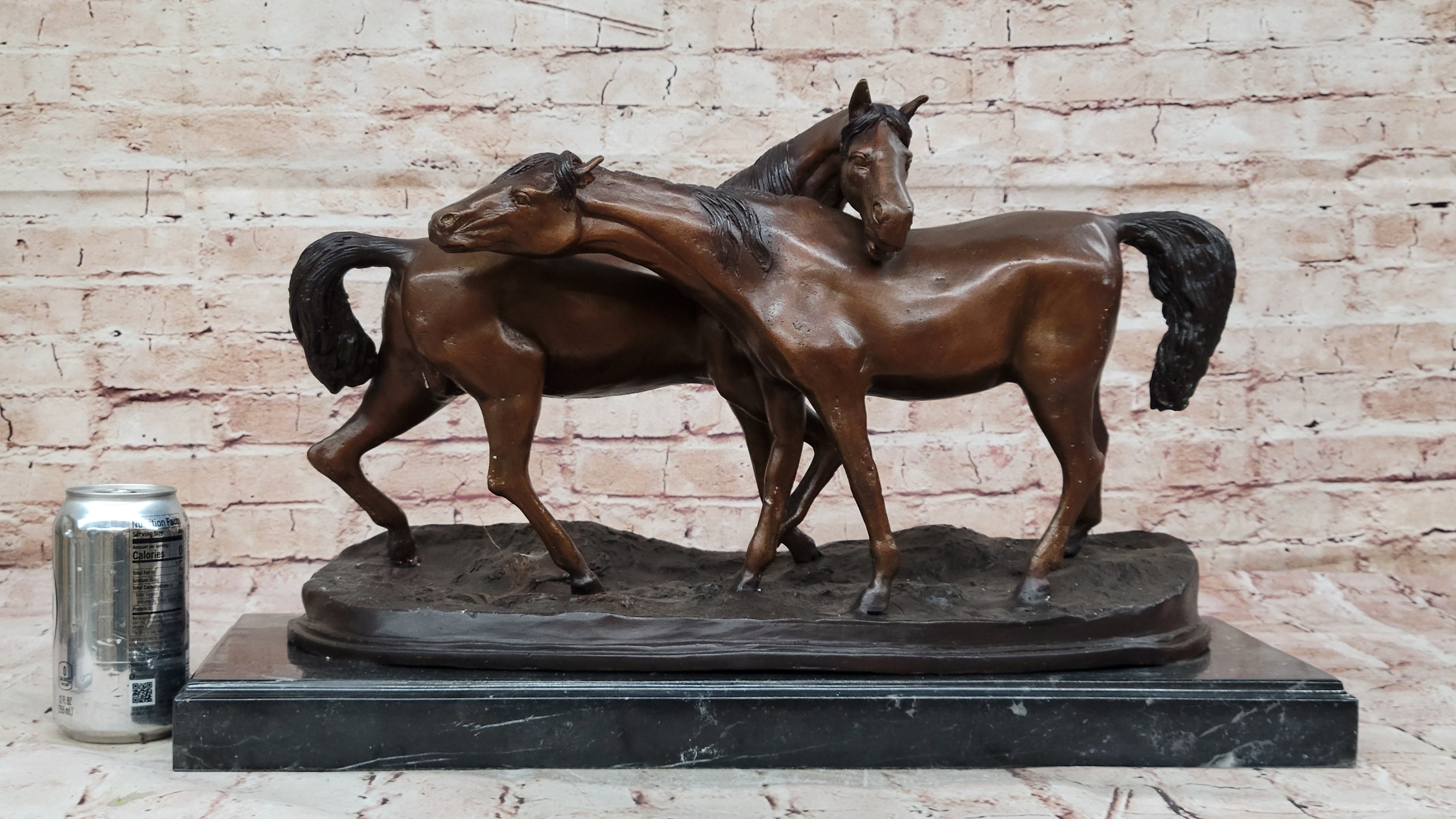Bronze Horses Sculpture – Pair of Grazing Stallions