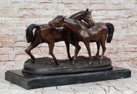 Bronze Horses Sculpture – Pair of Grazing Stallions