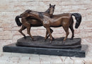 Bronze Horses Sculpture – Pair of Grazing Stallions