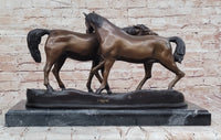 Bronze Horses Sculpture – Pair of Grazing Stallions