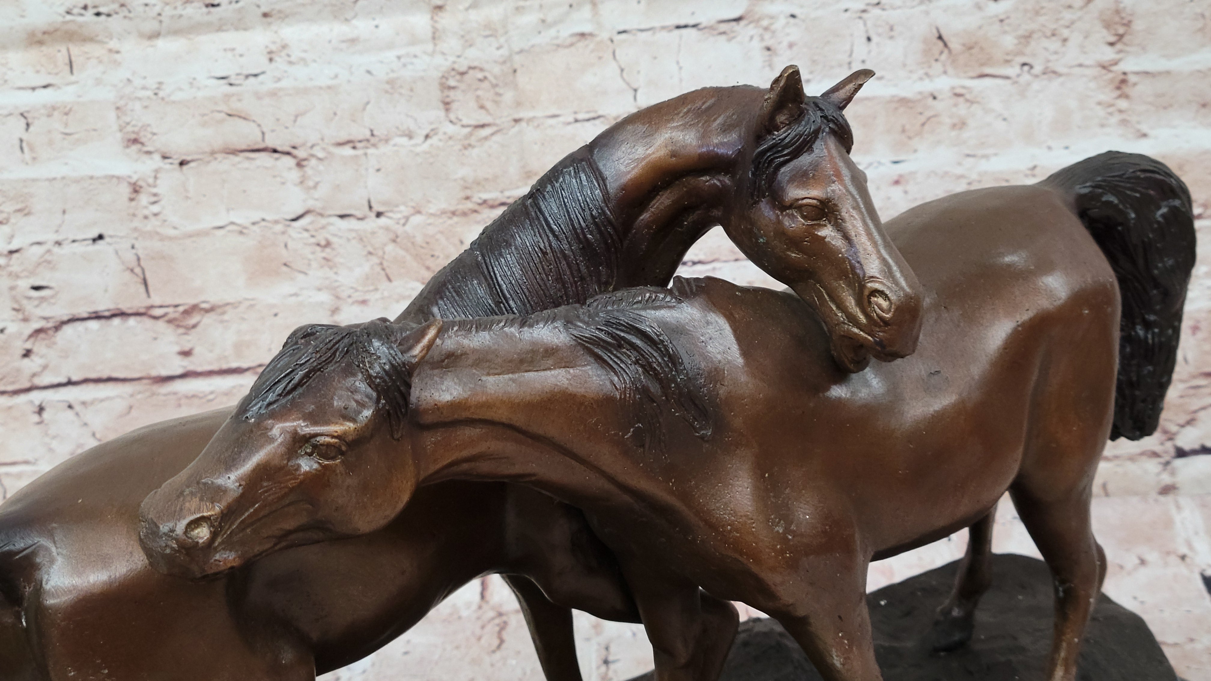 Bronze Horses Sculpture – Pair of Grazing Stallions