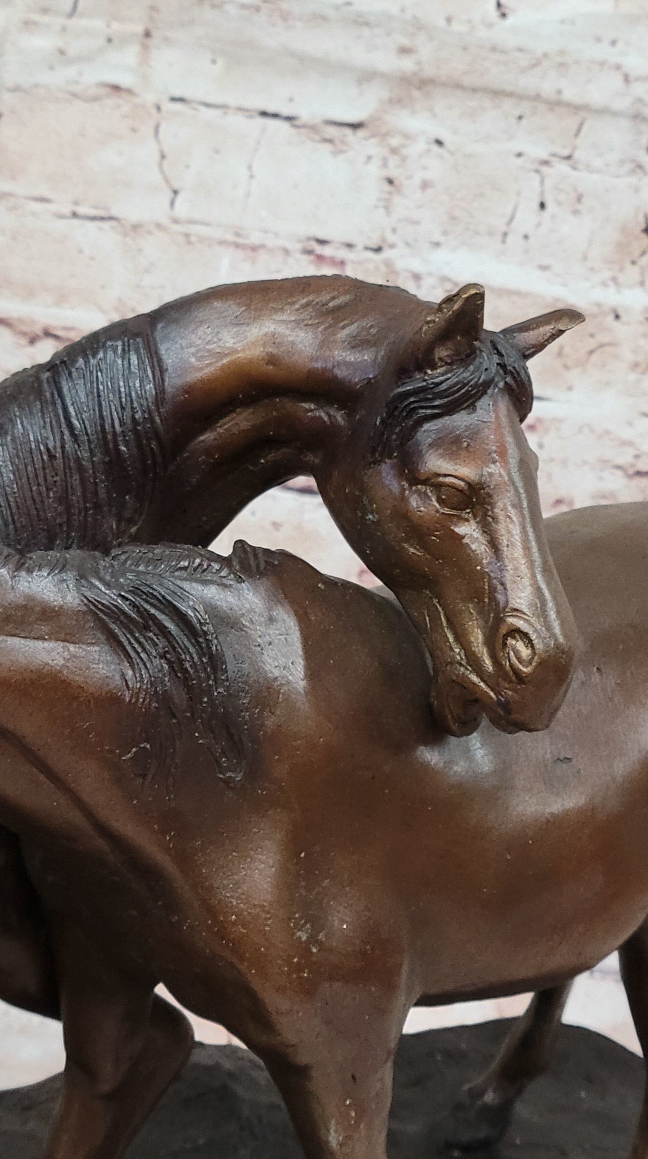Bronze Horses Sculpture – Pair of Grazing Stallions