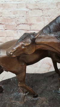 Bronze Horses Sculpture – Pair of Grazing Stallions