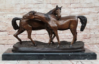 Bronze Horses Sculpture – Pair of Grazing Stallions