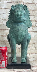 Chinese Foo Dog Guardian Lion Bronze Sculpture 13" x 6"