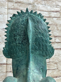 Chinese Foo Dog Guardian Lion Bronze Sculpture 13" x 6"