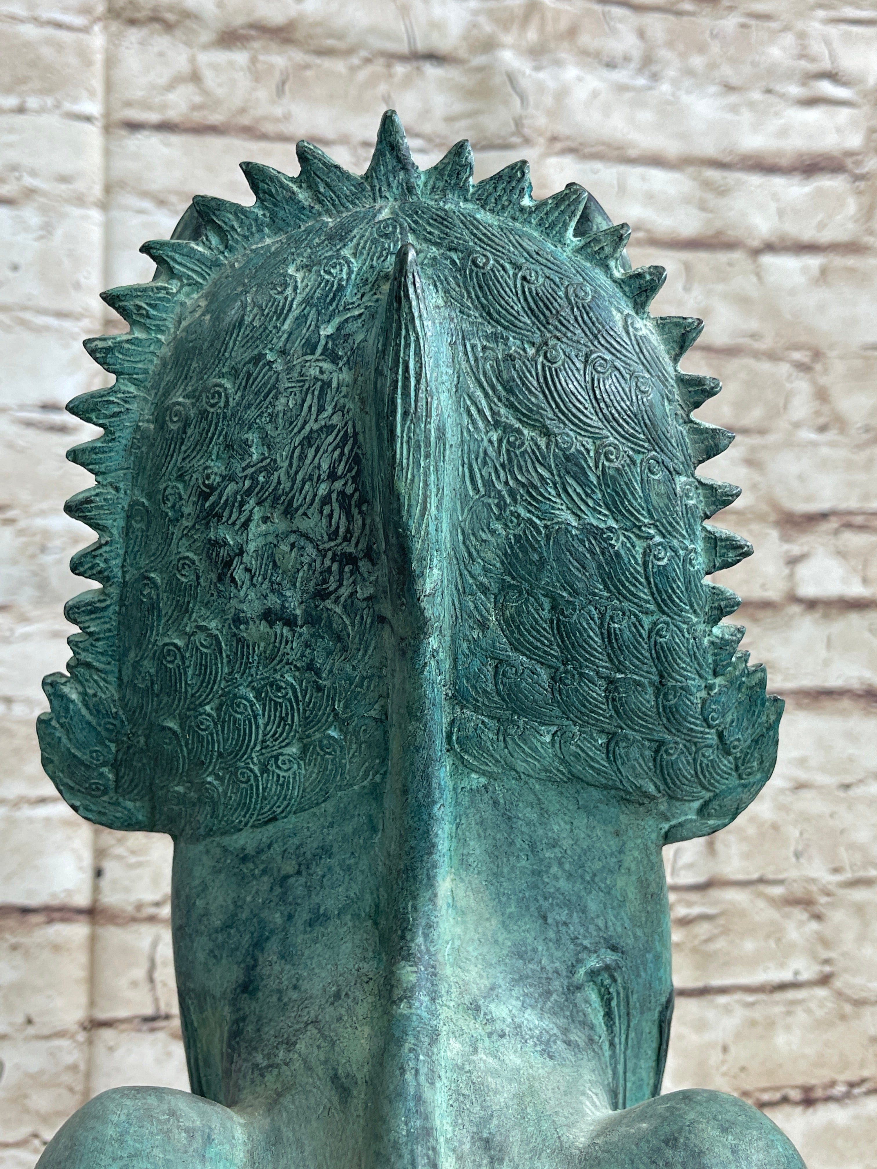 Chinese Foo Dog Guardian Lion Bronze Sculpture 13" x 6"