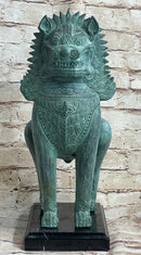Chinese Foo Dog Guardian Lion Bronze Sculpture 13" x 6"