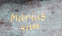 Scuba Diver & Dolphin Real Bronze Sculpture by Marius