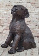 Bronze Metal Labrador Puppy Dog Sculpture Signed Art Collectible