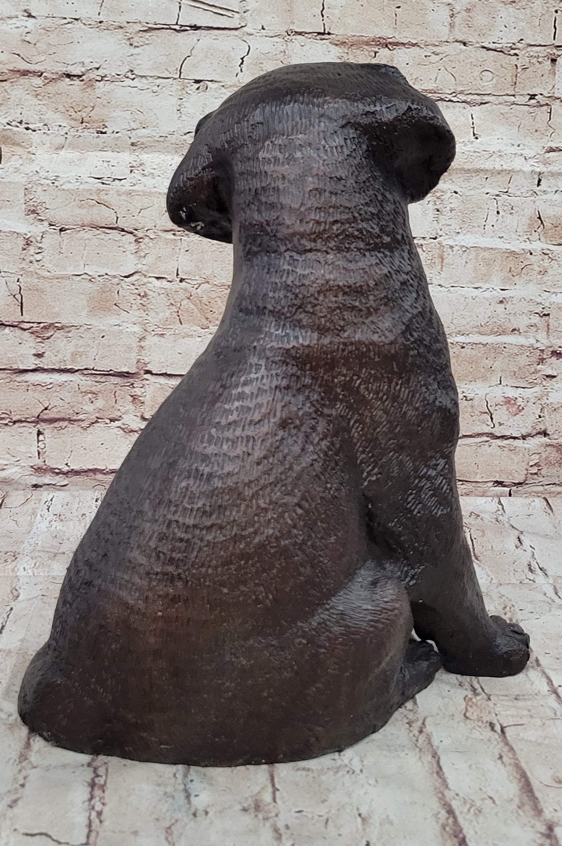 Bronze Metal Labrador Puppy Dog Sculpture Signed Art Collectible