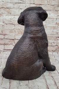 Bronze Metal Labrador Puppy Dog Sculpture Signed Art Collectible