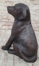 Bronze Metal Labrador Puppy Dog Sculpture Signed Art Collectible