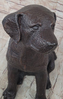 Bronze Metal Labrador Puppy Dog Sculpture Signed Art Collectible
