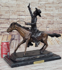 Will Rogers Cowboy on Horseback Bronze Sculpture 16" x 17"