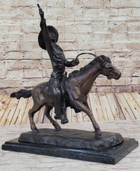 Will Rogers Cowboy on Horseback Bronze Sculpture 16" x 17"