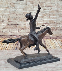 Will Rogers Cowboy on Horseback Bronze Sculpture 16" x 17"