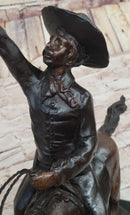 Will Rogers Cowboy on Horseback Bronze Sculpture 16" x 17"