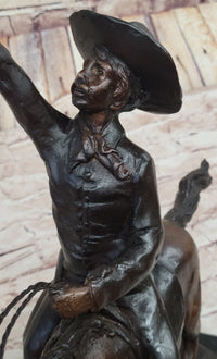 Will Rogers Cowboy on Horseback Bronze Sculpture 16" x 17"