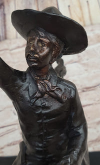 Will Rogers Cowboy on Horseback Bronze Sculpture 16" x 17"