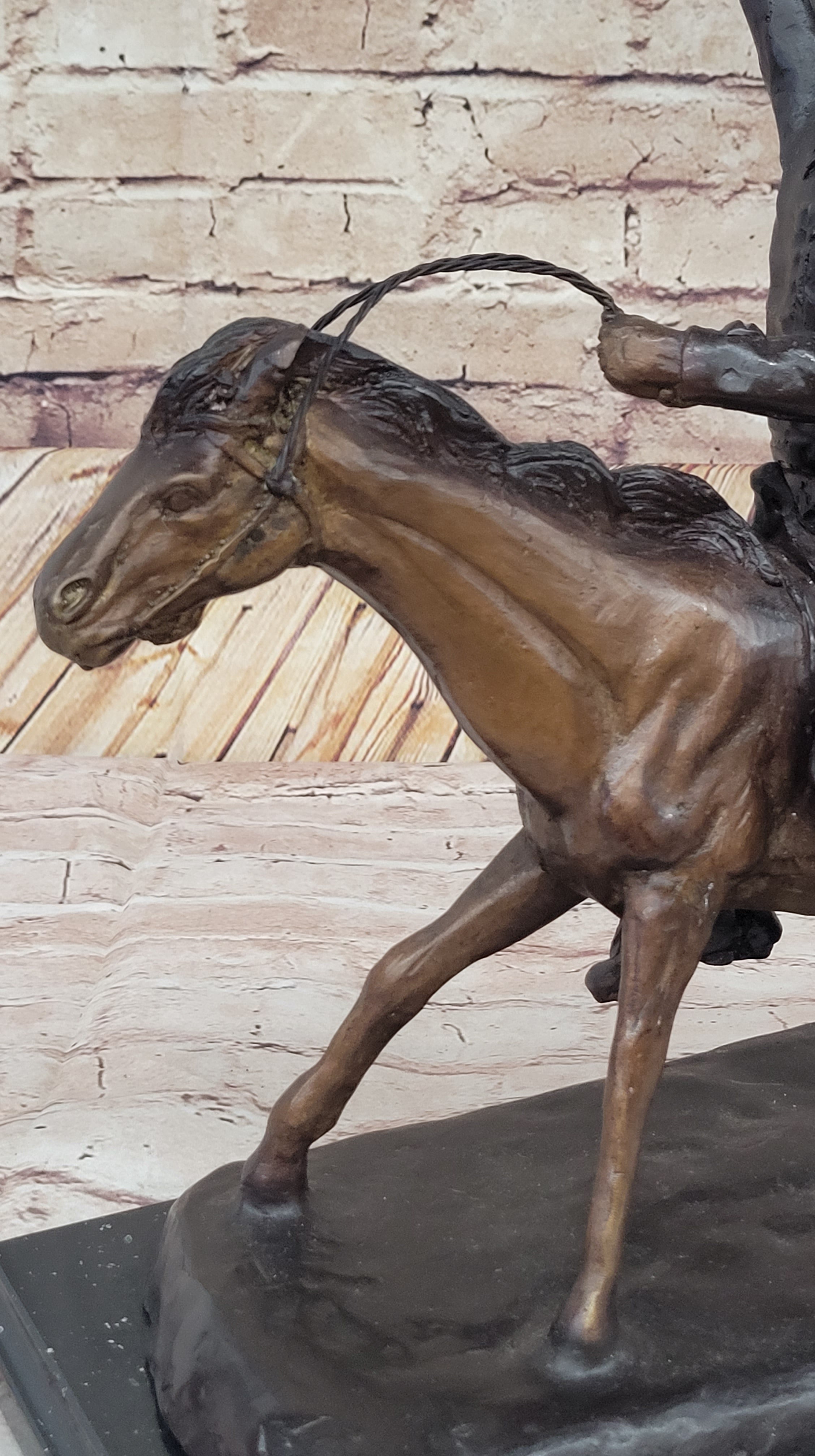 Will Rogers Cowboy on Horseback Bronze Sculpture 16" x 17"