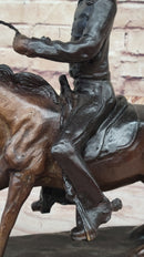 Will Rogers Cowboy on Horseback Bronze Sculpture 16" x 17"