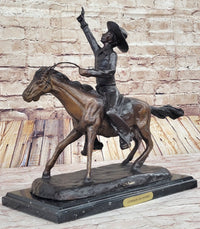 Will Rogers Cowboy on Horseback Bronze Sculpture 16" x 17"