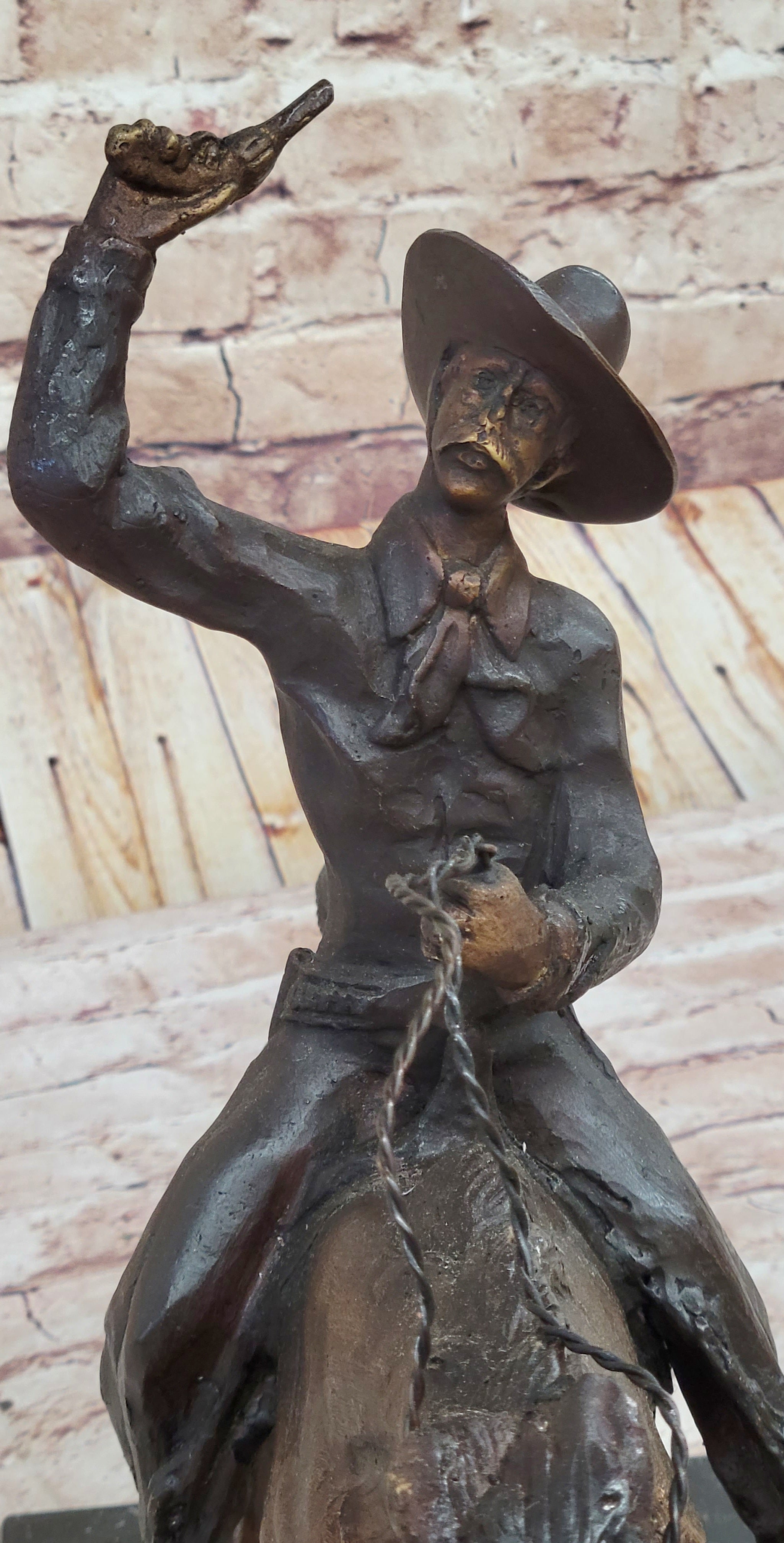 Will Rogers C.M. Russell Bronze Cowboy Riding Horse 16" x 17"