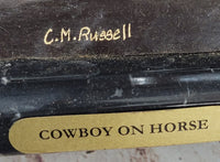 Will Rogers C.M. Russell Bronze Cowboy Riding Horse 16" x 17"