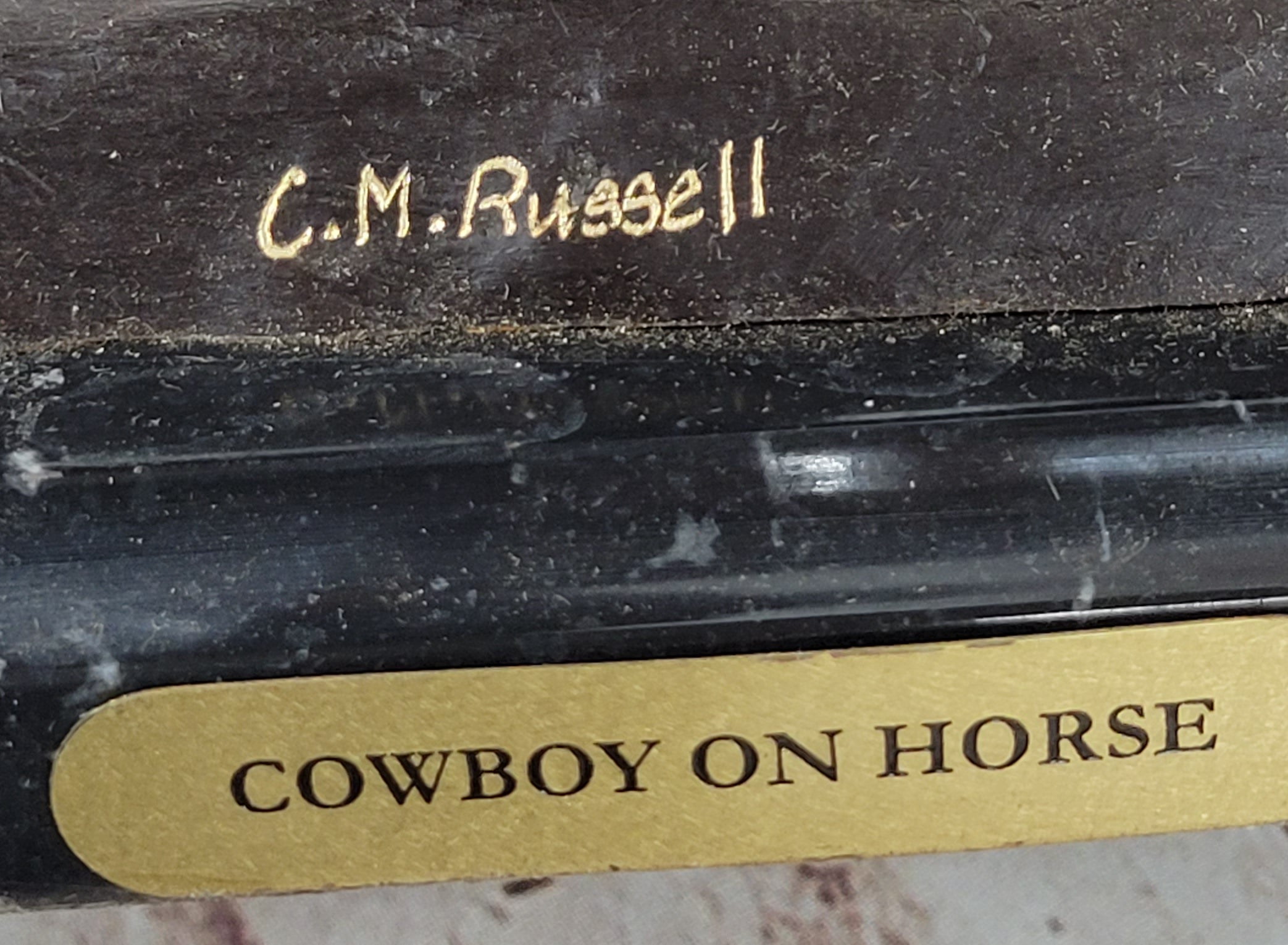 Will Rogers C.M. Russell Bronze Cowboy Riding Horse 16" x 17"