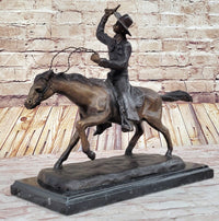 Will Rogers C.M. Russell Bronze Cowboy Riding Horse 16" x 17"