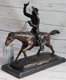 Frederic Remington Bronze Cowboy Will Rogers Sculpture 14" x 16"