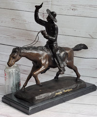 Frederic Remington Bronze Cowboy Will Rogers Sculpture 14" x 16"