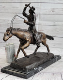 Frederic Remington Bronze Cowboy Will Rogers Sculpture 14" x 16"