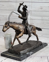 Frederic Remington Bronze Cowboy Will Rogers Sculpture 14" x 16"
