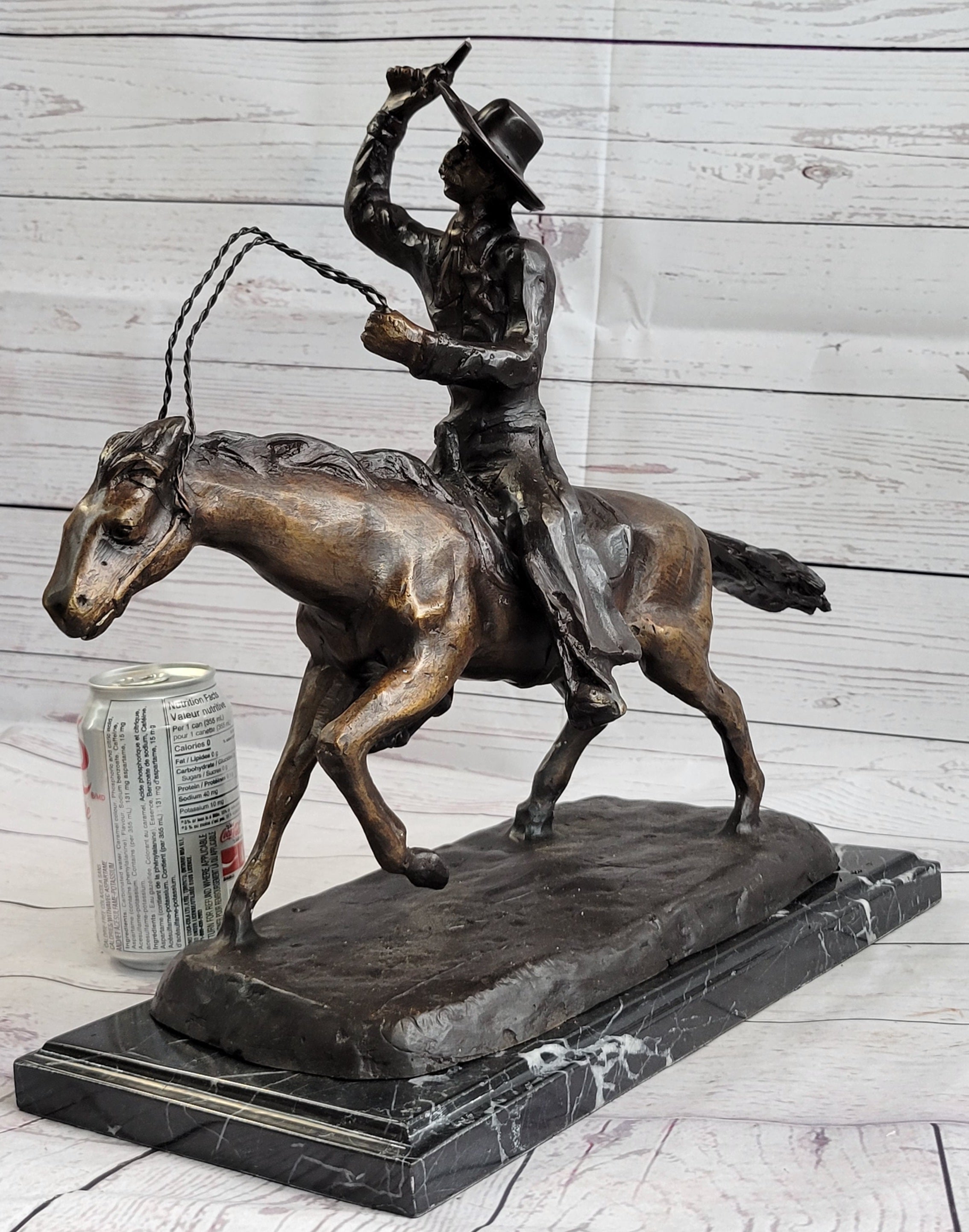 Frederic Remington Bronze Cowboy Will Rogers Sculpture 14" x 16"