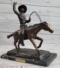 Frederic Remington Bronze Cowboy Will Rogers Sculpture 14" x 16"
