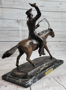Frederic Remington Bronze Cowboy Will Rogers Sculpture 14" x 16"