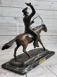 Frederic Remington Bronze Cowboy Will Rogers Sculpture 14" x 16"