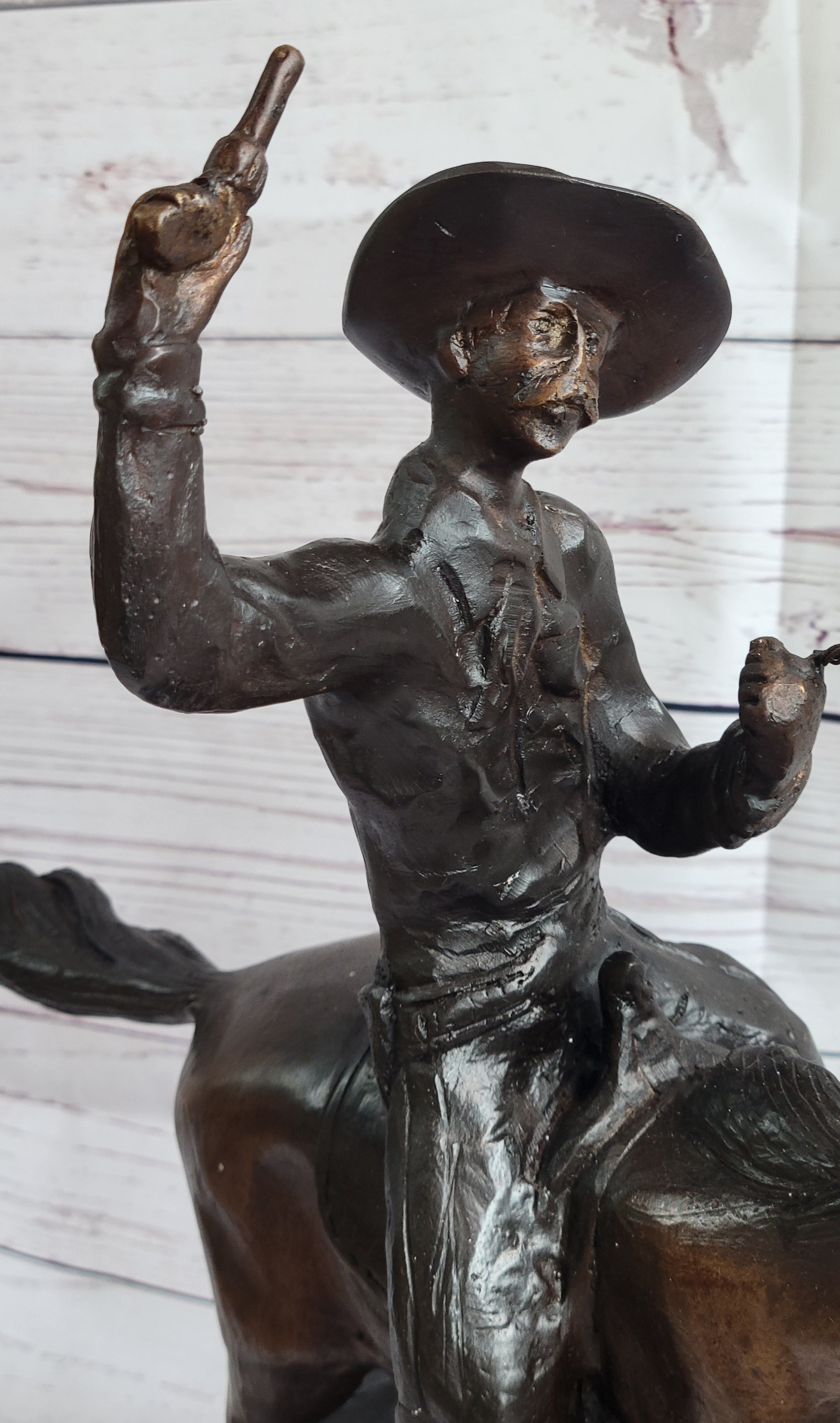 Frederic Remington Bronze Cowboy Will Rogers Sculpture 14" x 16"