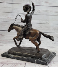 Frederic Remington Bronze Cowboy Will Rogers Sculpture 14" x 16"
