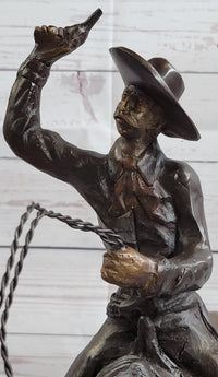 Frederic Remington Bronze Cowboy Will Rogers Sculpture 14" x 16"