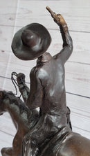 Frederic Remington Bronze Cowboy Will Rogers Sculpture 14" x 16"
