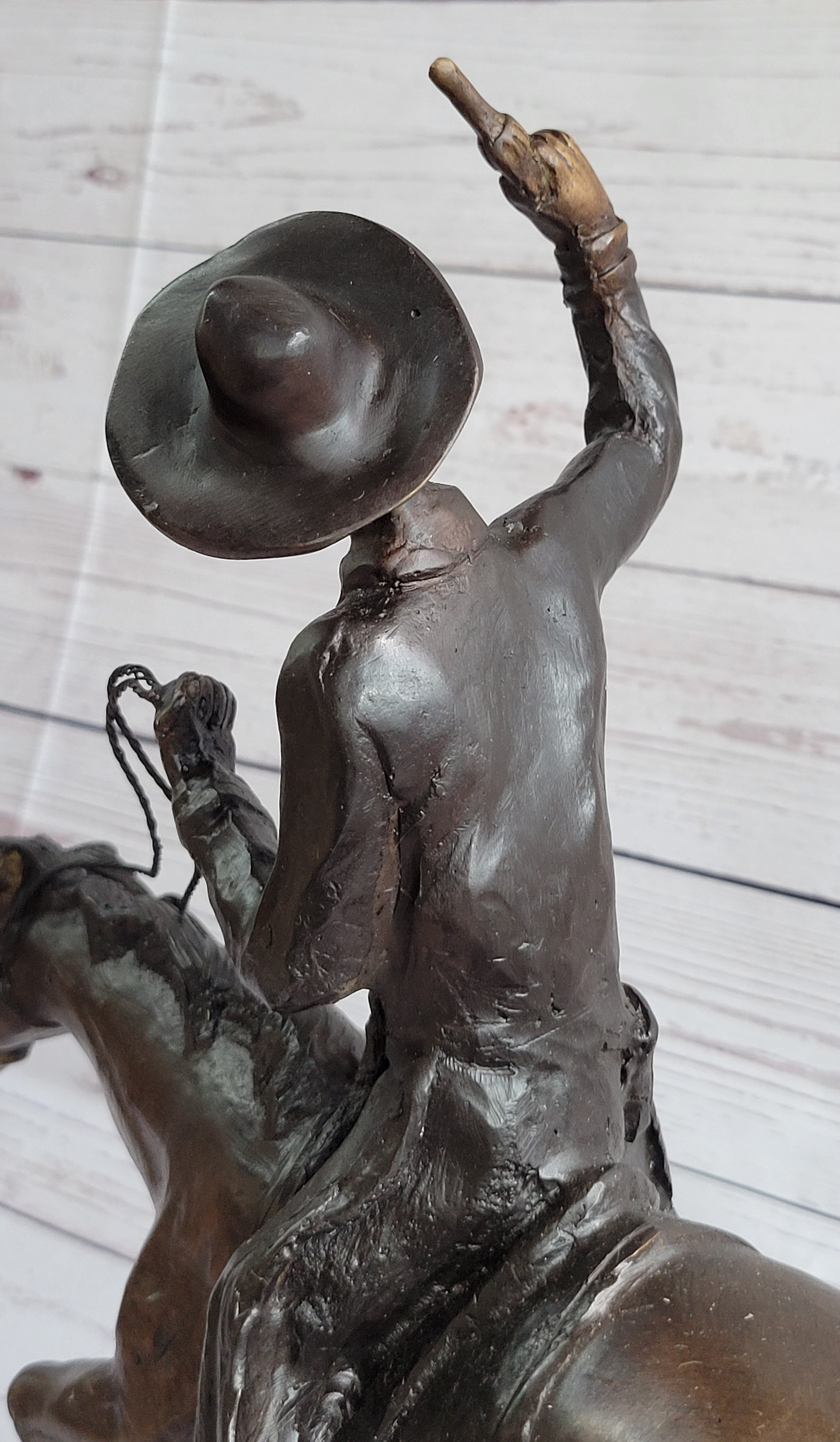 Frederic Remington Bronze Cowboy Will Rogers Sculpture 14" x 16"