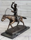 Frederic Remington Bronze Cowboy Will Rogers Sculpture 14" x 16"